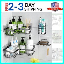Corner Shower Caddy, 4 Pack Adhesive Shower Organizer with 12 Hooks, No Drill...