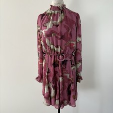 Nine West Long Sleeve Belted Marbled Print Dress Women’s Size M