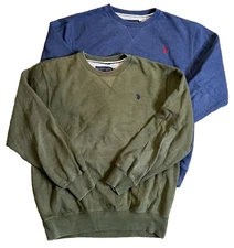 Lot Of #2 U.S. POLO ASSN Sweatshirts Green & Blue Long Sleeve Pullover Large
