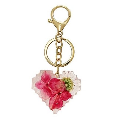 Women Lover Rose Flower Heart Charm Keychain Key Ring
