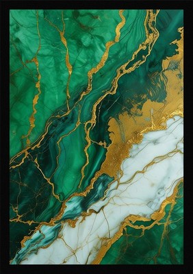 Episches Marmormuster Goldadern gerahmtes Wandbild Poster Leinwanddruck Bild