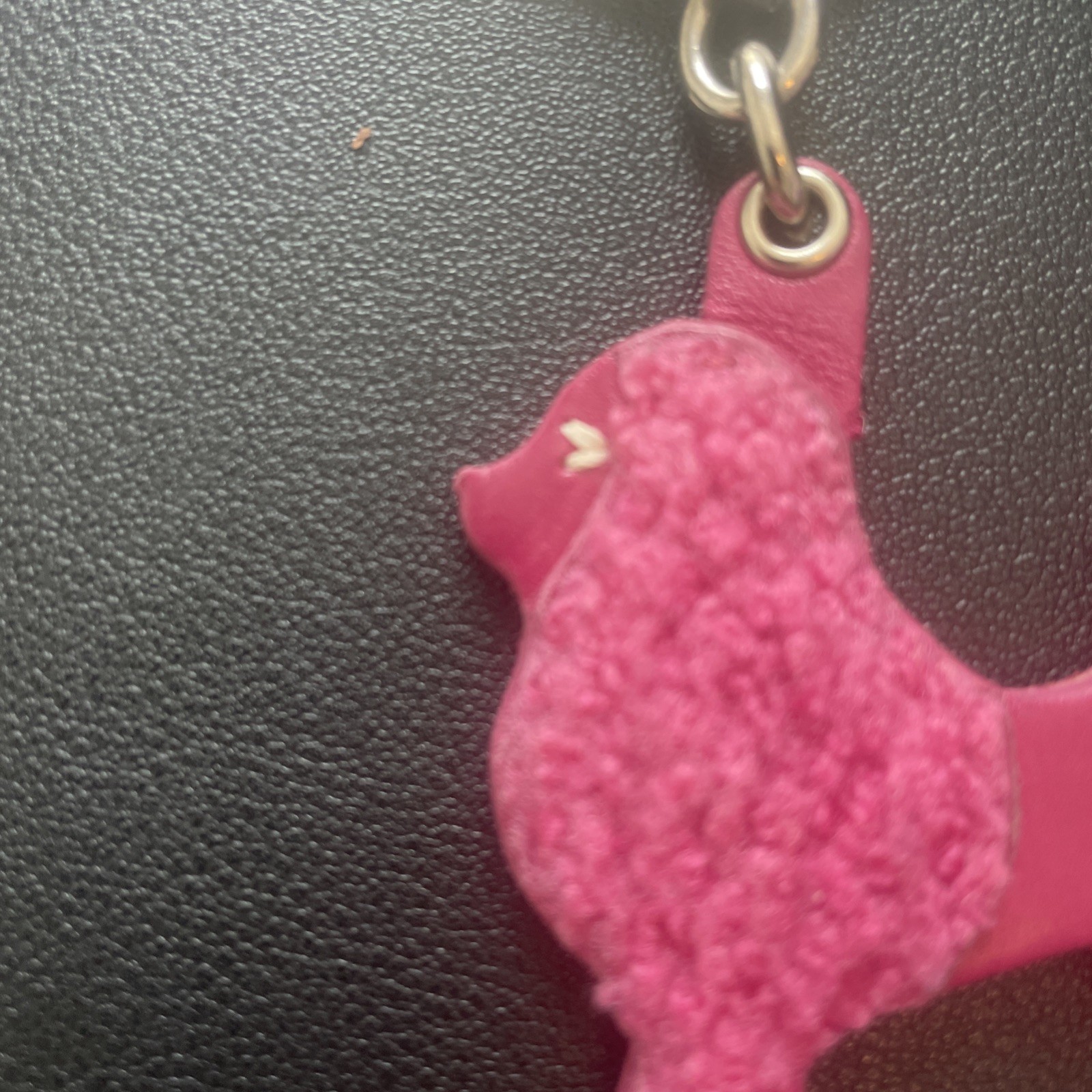 COACH Pink French Poodle Dog Leather Fluffy Keyring K… - Gem