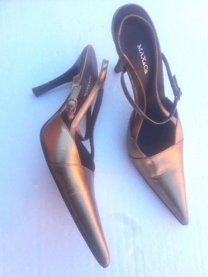 Max & Co Rose Gold Strappy Slingback Stiletto Pumps Pointy Toes Shoe 8.5 EU 38.5