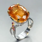 Gemstone Natural Citrine Quartz Ring 925 Sterling Silver Size 7.5 /R457978