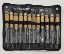 Wood Carving Hand Chisel Tool Set Professional Woodworking Gouges Steel 12 PCS