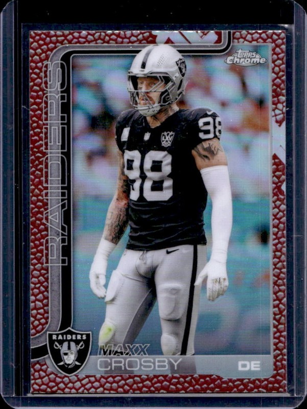 2025 Topps Chrome Maxx Crosby Football Leather Refractor #180 Raiders