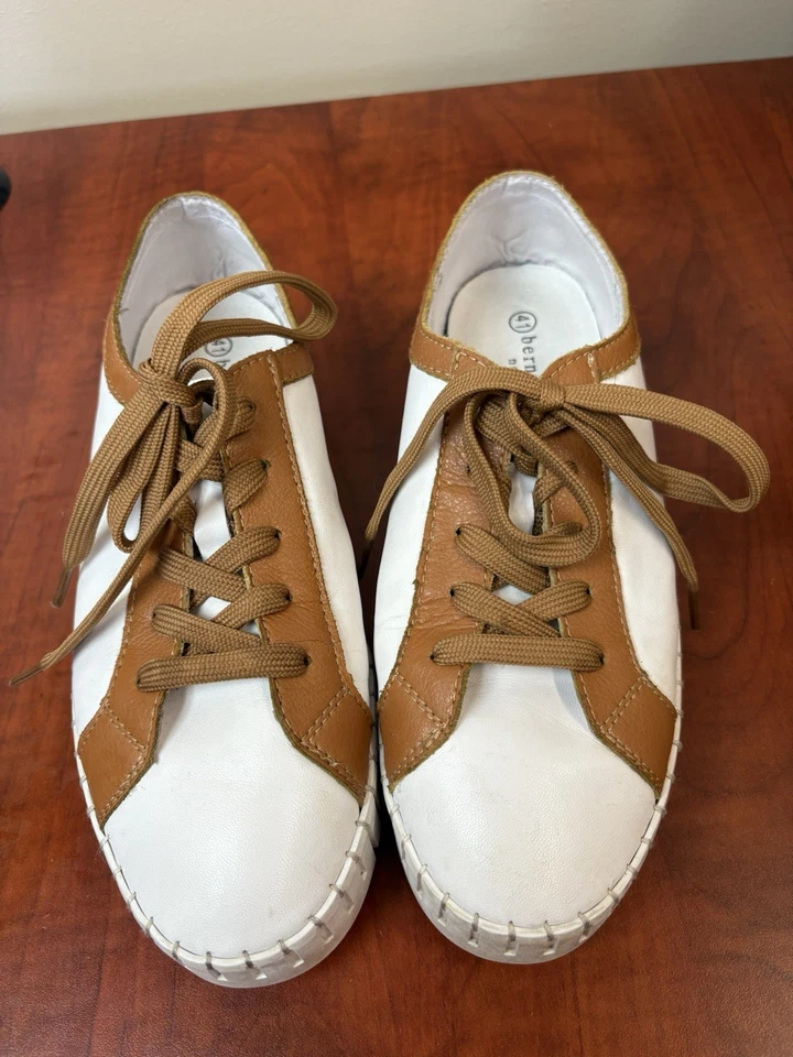 Женские кроссовки Bernie Mev New York размер 10/41 Aya белая/коричневая кожа и шнурки - Изображение 2 из 4
