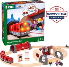 BRIO Metro Railway Set 20-Piece Wooden Train Set with Light Sound for Kids 3