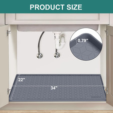 Under Sink Mat, 34" x 22" Waterproof Silicone Under Sink Tray for Kitchen L...