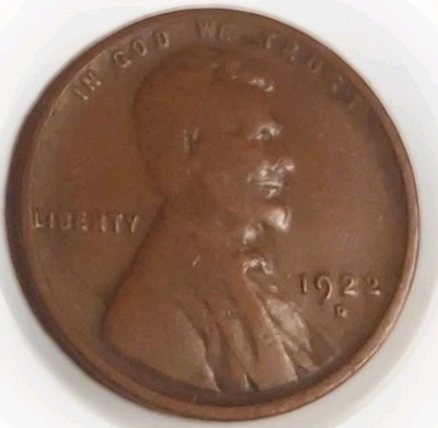 1922 D Lincoln Wheat Key Date Brown Very Good Cent Nice Planchet Free Post