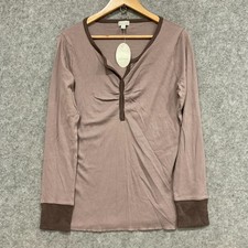 NEW Sussan Pyjama Top Womens Size Large Brown Long Sleeve Cotton 39530
