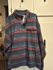 Men  s Ariat Retro Fit Southwestern Aztec Print Button Pullover Sweatshirt-XL