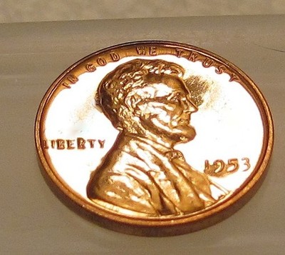 1953 Choice Proof  Light Cameo Lincoln Wheat Cent EYE CANDY Blazing Red #326 ~ 3