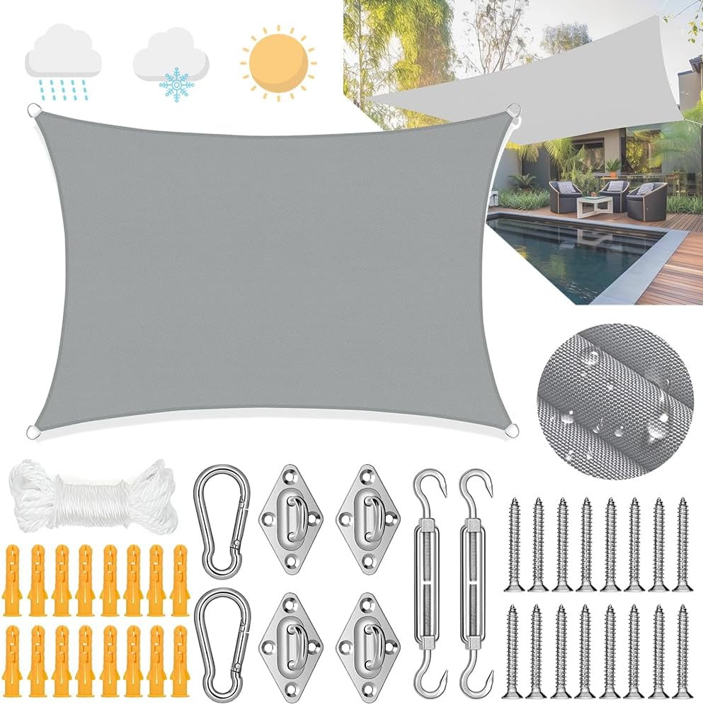 Voile d'ombrage rectangulaire 3x4m pour ombrager votre salon de jardin et repas en terrasse