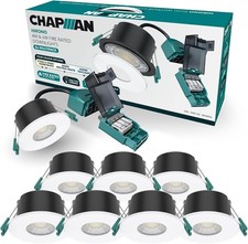 8 x LED 4W & 6W Fire Rated Ceiling Downlight 4CCT IP65 White Bezel (Multipack)