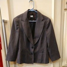 The Limited Women's Brown PinStriped Lined Two Button Front Blazer Career 12 EUC