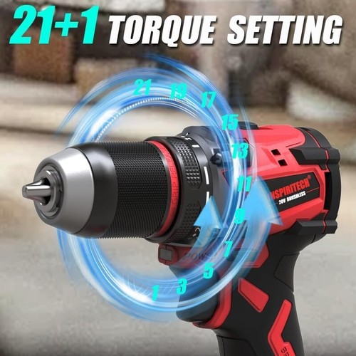 INSPIRITECH 20V Brushless Power Drill with 2 Batteries - Picture 5 of 22