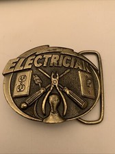 1981 Electrician Belt Buckle The Great American Buckle Co Vintage Brass