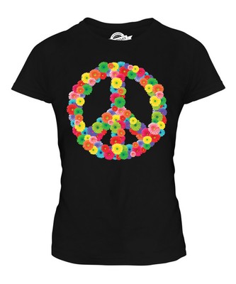 FRIEDENSZEICHEN CND BLUMEN FRIEDEN DAMEN T-SHIRT TEE SHIRT TOP 36 38 40 42 44