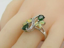 AMAZING CHROME DIOPSIDE & WELO OPAL FLOWER RING Sterling 925 NWT Size 9 RG9
