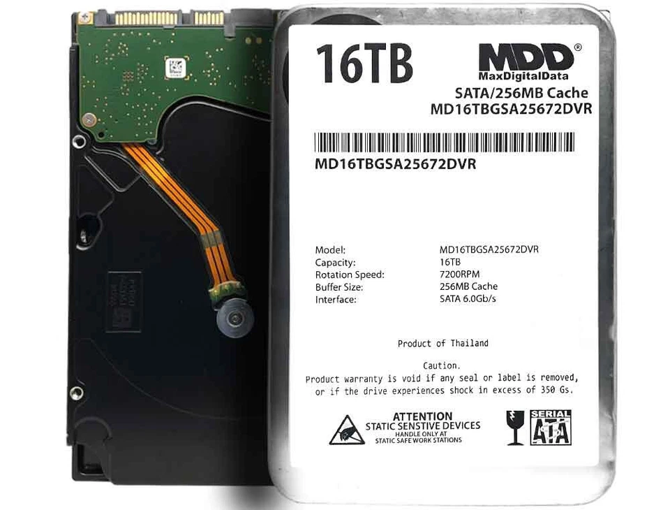 MDD 16TB 7200RPM 256MB Cache SATA 6.0Gb/s 3.5" Internal Surveillance Hard Drive - Image 3 of 4