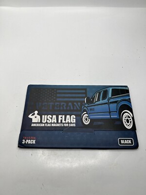 (pack of 3) HMmagnets  American Veteran Flag Magnets For Cars Black (7''x 3.75'')