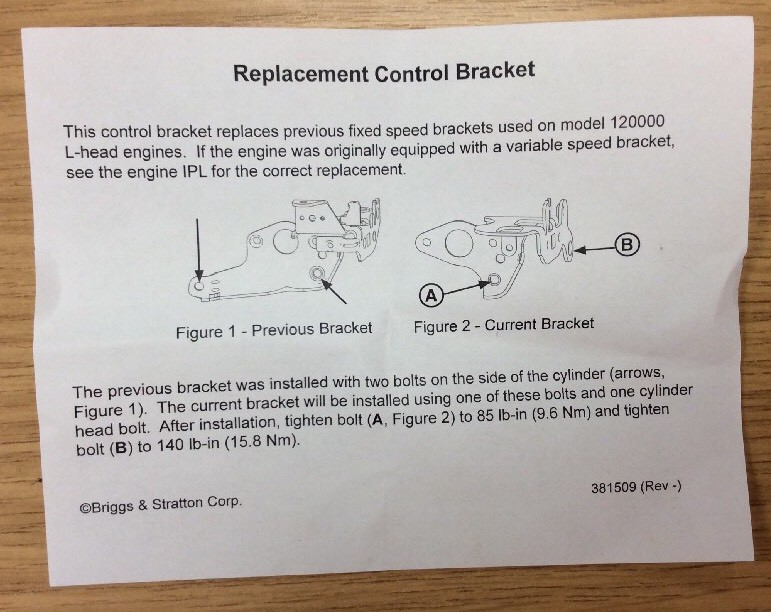 Genuine Briggs & Stratton Control Bracket 793754 Repl 791128  