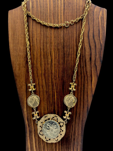 VTG Roman Coin Pendant Necklace Byzantine Regency 