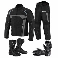 Motorbike Racing Full Suit Set Motorcycle Suits Waterproof Leather Boots Armour