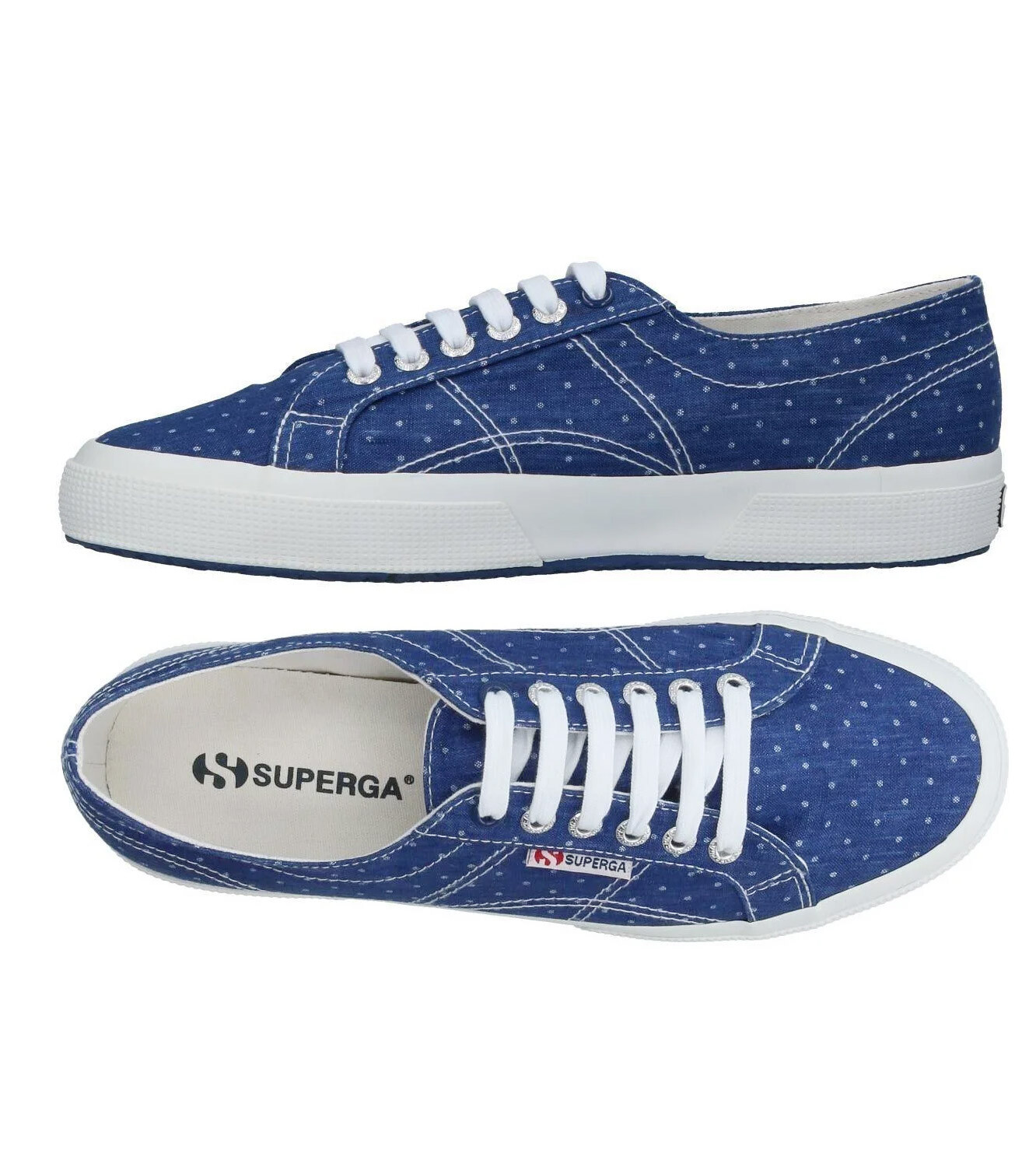 Мужские кроссовки Superga из плотной ткани в горошек US 8 EU 41 Синий Индиго Белый 7190₽