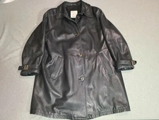 GIMO'S ITALY LEATHER MEN'S BLACK SOFT LEATHER LONG JACKET 44 FITS LIKE MEDIUM 