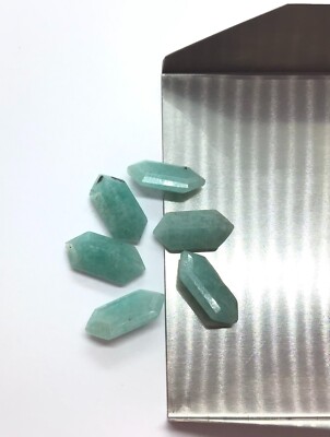 Long Hexagon Natural Amazonite Shape Cut Faceted Loose Gemstone For DIY Jewelry