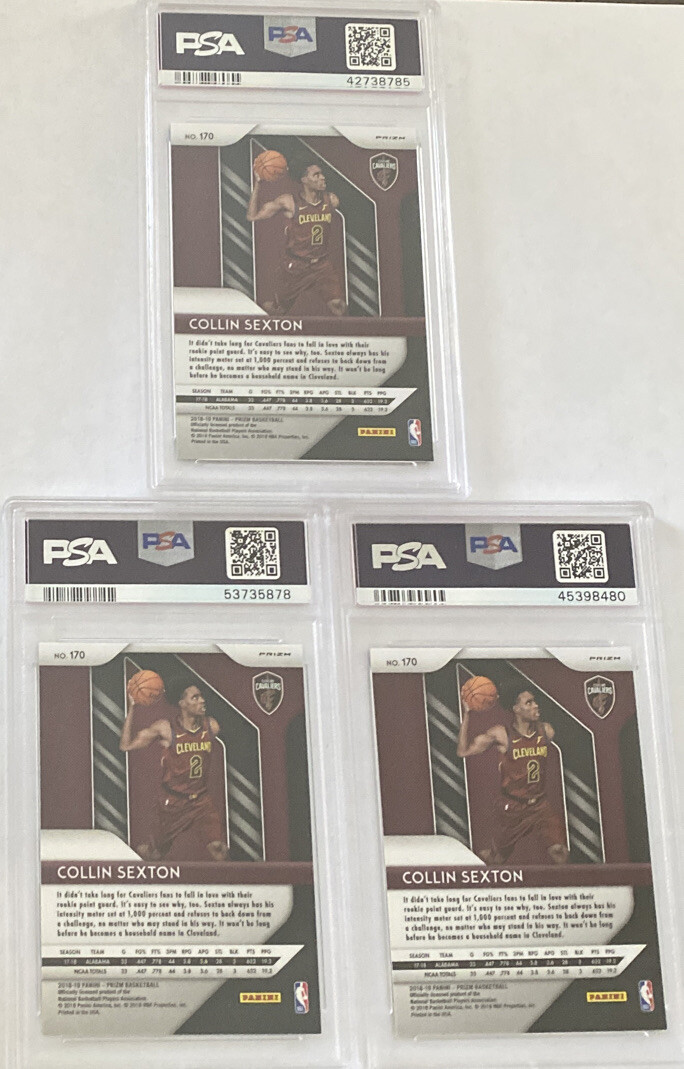 LOT OF 3) 2018-19 Prizm COLLIN SEXTON Silver Prizm PSA 9 RC #170