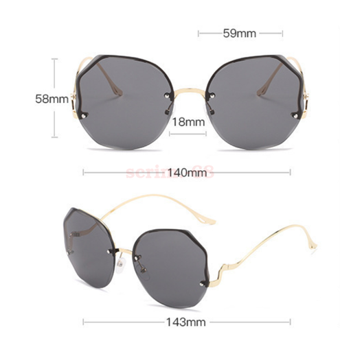 Women Fashion Oversized Outdoor Gradient Shades UV400 Glasses Rimless Sunglasses - Picture 3 of 19