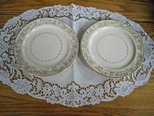 Vintage Paden City 6 3/8" Plates Pink Flowers Swirls ~ Set of 2 ~ 