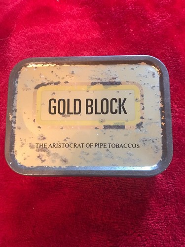  VINTAGE GOLD BLOCK  TOBACCO TIN
