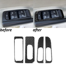 For Saab 9-3 03-06 4pcs Real Carbon Fiber Interior Window Lift Switch Panel Trim