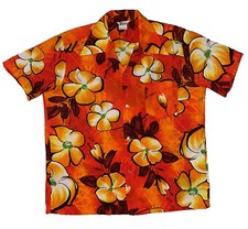 Vintage 1960  s Lauhala Mens Camp Collar Floral Hawaiian Shirt Size L Excellent