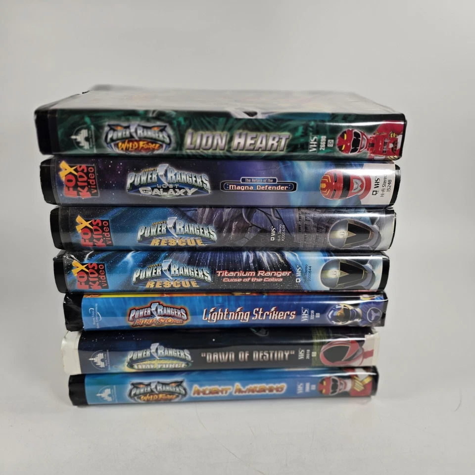 LOT 7 MIGHTY MORPHIN POWER RANGERS VHS RESCUE NINJA STORM TIME GALAXY WILD FORCE Foto 2 de 4