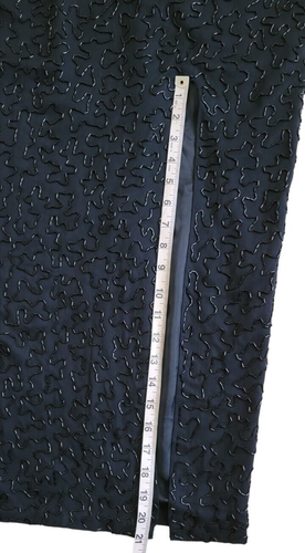 K Lily Evenings Formal Sz 8 Silk Beaded Black Sleeveless Pencil Long Maxi Dress - Picture 11 of 24