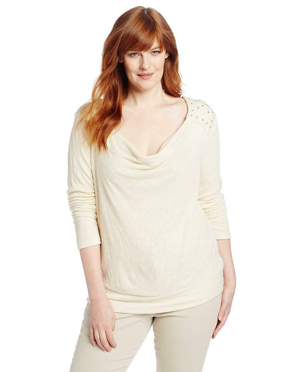 NY Collection Ladies Cowl Neck Sweater Ivory Plus Size 1X | eBay
