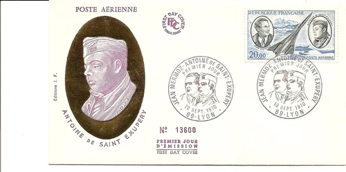 France 1970 SG1893  FDC (Lyon) Pioneer Aviators-A. de Saint-Exupery No:13600