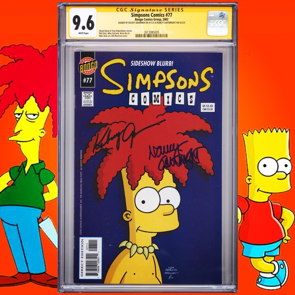 CGC 9.6 SS Simpsons Comics #77 signed by Nancy Cartwright & Kelsey