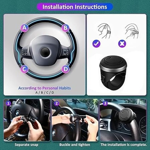 Universal Steering Wheel Spinner Knob Metal Booster Handle for Car Truck SUV - 第 2/4 張圖片