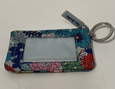 Vera Bradley Lighten Up Zip ID Case Far Out Floral Key Ring