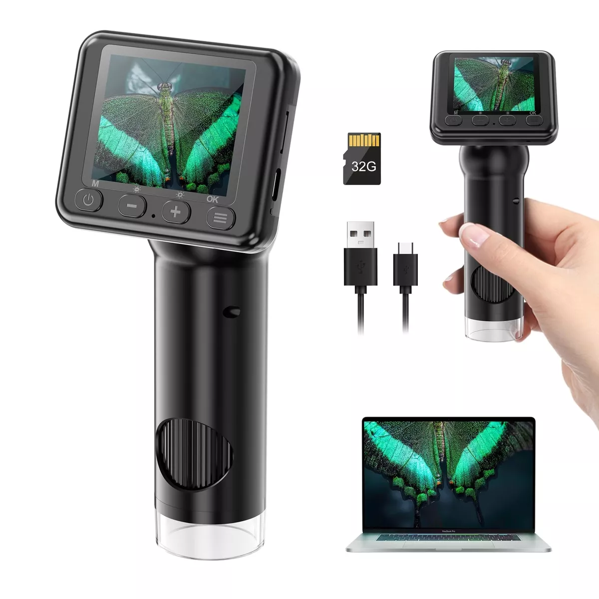 Portable Digital Microscope Handheld Microscope with 2