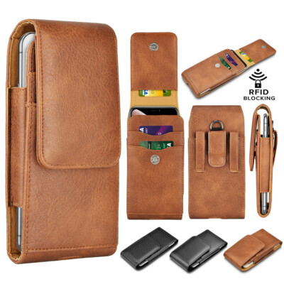 Cell Phone Belt Clip Holster Pouch Buckle Leather Wallet Card Holder Case Cover