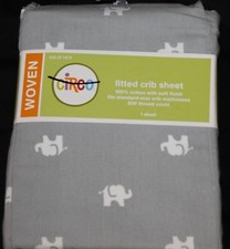Circo Elephants Fitted Crib Sheet Toddler Bed Sheet gray new 1679