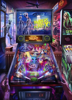 Video Game Puzzle 60's Nostalgia 1000pc Jigsaw, Pinball, Artist Rachid Lotf