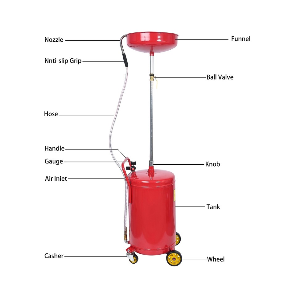 Aain 20 Gallon Portable Oil Lift Drain with Oil Pan Funnel for Changing